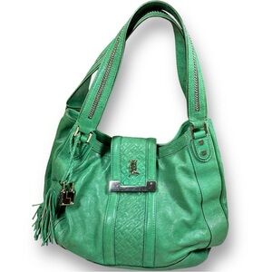 L.A.M.B by Gwen Stefani Y2K Luxury Leather Glazed Kelly Green Hobo Bag Asti